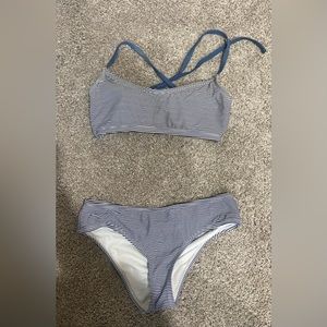 Blue and white stripped two piece